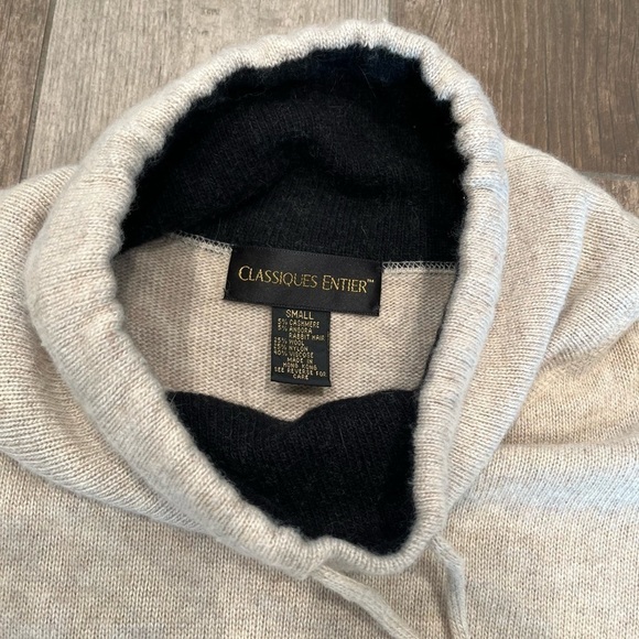 Classiques Entier Women's Cashmere Angora Tunic Cowl Sweater Kangaroo Pocket S - Picture 3 of 6